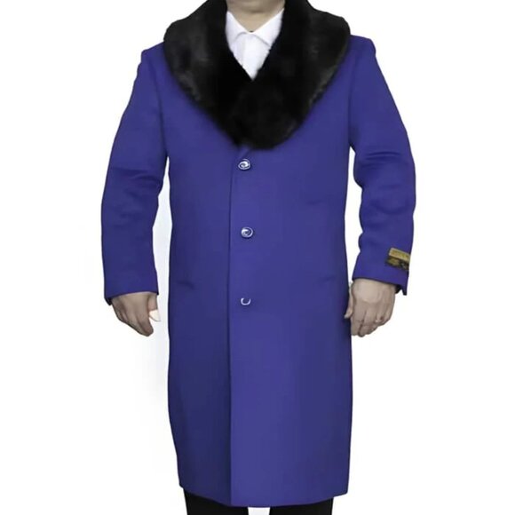Removable Fur Collar Full Length Ankle length Wool Dress Top Coat / Overcoat In - Picture 1 of 4